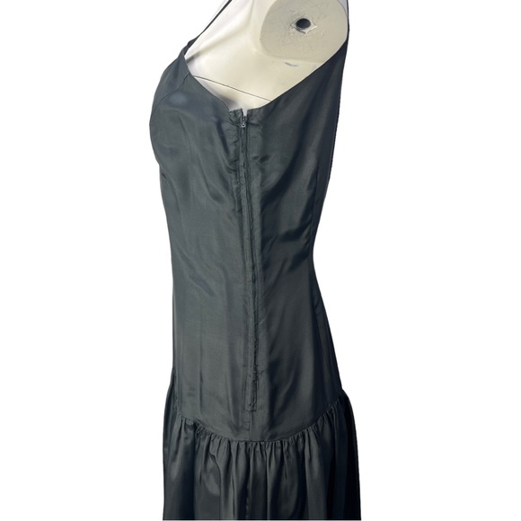 VTG 90's NANCY JOHNSON Black L/S Beaded Pleated Gothic Dress w/ Under Dress Sz 8 - Picture 15 of 16